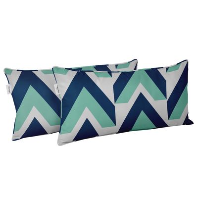 Capa de Almofada Lombar em Poliéster Impermeável para Uso Interno e Externo, Retangular para Móveis de Pátio - Vargottam 30,48 Cm × 45,72 Cm / Azul