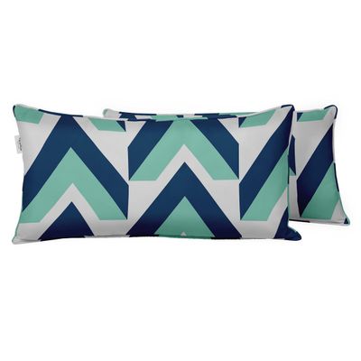 Capa de Almofada Lombar em Poliéster Impermeável para Uso Interno e Externo, Retangular para Móveis de Pátio - Vargottam 30,48 Cm × 45,72 Cm / Azul