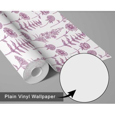 Papel de Parede Vinílico Autoadesivo Estampa Botânica em Esboço Chique, à Prova d'Água, Rosa - Para Quartos/Aluguel/Armários - S4Sassy 63,5 cm (L) × 914,4 cm (C) / Rosa - Vinil Liso