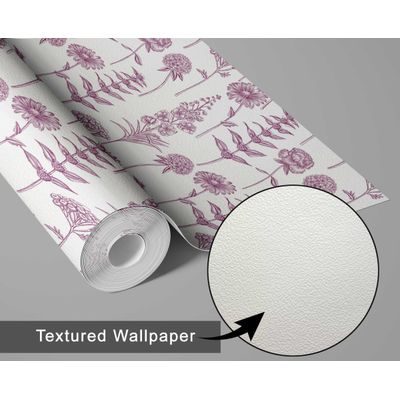 Papel de Parede Vinílico Autoadesivo Estampa Botânica em Esboço Chique, à Prova d'Água, Rosa - Para Quartos/Aluguel/Armários - S4Sassy 63,5 cm (L) × 152,4 cm (C) / Rosa - Vinil Texturizado