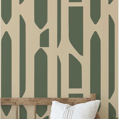 Adesivo de Parede Verde Removível, Papel Contact Autoadesivo Impermeável com Estampa Geométrica de Galhos para Armário e Cômoda - S4sassy 63,5 cm (L) × 609,6 cm (C) / Verde - Vinil Liso