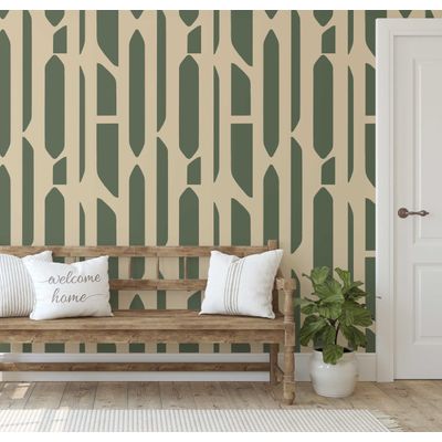 Adesivo de Parede Verde Removível, Papel Contact Autoadesivo Impermeável com Estampa Geométrica de Galhos para Armário e Cômoda - S4sassy 63,5 cm (L) × 609,6 cm (C) / Verde - Vinil Liso