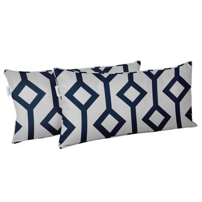 Capa de Almofada Lombar em Poliéster Interno/Externo, Retangular Impermeável para Todas as Intempéries para Móveis de Pátio - Vargottam 30,48 Cm × 45,72 Cm / Azul
