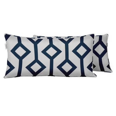 Capa de Almofada Lombar em Poliéster Interno/Externo, Retangular Impermeável para Todas as Intempéries para Móveis de Pátio - Vargottam 30,48 Cm × 45,72 Cm / Azul