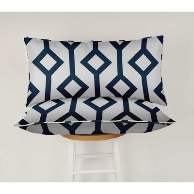 Capa de Almofada Lombar em Poliéster Interno/Externo, Retangular Impermeável para Todas as Intempéries para Móveis de Pátio - Vargottam 30,48 Cm × 45,72 Cm / Azul