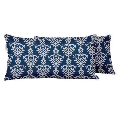 Capa Retangular de Almofada Lombar em Poliéster para Uso Interno/Externo, Impermeável para Móveis de Pátio - Vargottam 30,48 Cm × 45,72 Cm / Azul