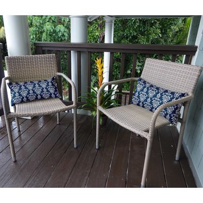 Capa Retangular de Almofada Lombar em Poliéster para Uso Interno/Externo, Impermeável para Móveis de Pátio - Vargottam 40,46 Cm × 60,96 Cm / Azul