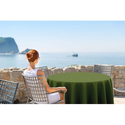 Toalha de Mesa Redonda 147cm Interno/Externo com Furo para Guarda-Sol, Impermeável para Pátio Primavera-Verão, Quintal/Churrasco - Vargottam 147,32 Cm × 147,32 Cm – Com Furo Para Guarda-Sol / Verde