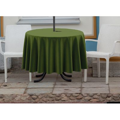 Toalha de Mesa Redonda 147cm Interno/Externo com Furo para Guarda-Sol, Impermeável para Pátio Primavera-Verão, Quintal/Churrasco - Vargottam 147,32 Cm × 147,32 Cm – Com Furo Para Guarda-Sol / Verde