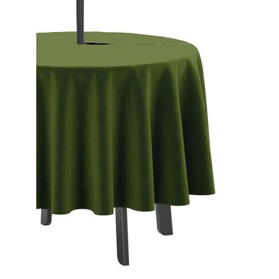 Toalha de Mesa Redonda 147cm Interno/Externo com Furo para Guarda-Sol, Impermeável para Pátio Primavera-Verão, Quintal/Churrasco - Vargottam 147,32 Cm × 147,32 Cm – Com Furo Para Guarda-Sol / Verde