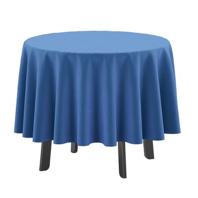 Toalha de Mesa Redonda 147 cm Interno/Externo com Furo para Guarda-Sol, À Prova d'Água para Pátio e Churrascos - Azul Médio - Vargottam 147,32 Cm × 147,32 Cm / Azul