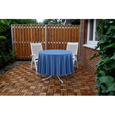 Toalha de Mesa Redonda 147 cm Interno/Externo com Furo para Guarda-Sol, À Prova d'Água para Pátio e Churrascos - Azul Médio - Vargottam 147,32 Cm × 147,32 Cm / Azul