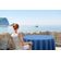 Toalha de Mesa Redonda 147 cm Interno/Externo com Furo para Guarda-Sol, À Prova d'Água para Pátio e Churrascos - Azul Médio - Vargottam 147,32 Cm × 147,32 Cm – Com Furo Para Guarda-Sol / Azul