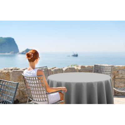 Toalha Redonda para Uso Interno/Externo 147 cm com Furo para Guarda-Sol Impermeável para Pátio, Quintal/Churrascos, Cinza - Vargottam 147,32 Cm × 147,32 Cm / Cinza