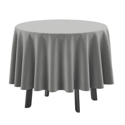 Toalha Redonda para Uso Interno/Externo 147 cm com Furo para Guarda-Sol Impermeável para Pátio, Quintal/Churrascos, Cinza - Vargottam 147,32 Cm × 147,32 Cm / Cinza