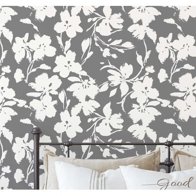 Papel de Parede Vinílico Autoadesivo, Estampa Floral Chique, Impermeável, Cinza, Removível, para Quartos, Locatários e Armários - S4Sassy 63,5 cm (L) × 304,8 cm (C) / Cinza - Vinil Liso