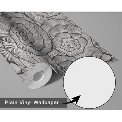 Papel Contact Cinza Contemporâneo Removível, Floral de Linhas Finas, Vinil Autoadesivo Impermeável para Paredes, Armários e Cômoda - S4sassy 63,5 cm (L) × 609,6 cm (C) / Cinza - Vinil Liso