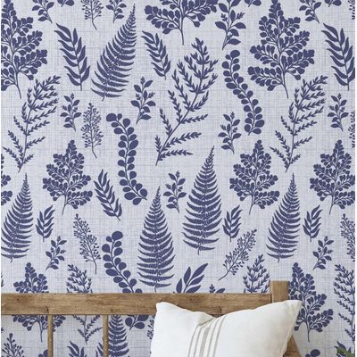 Papel de Parede Vinil Autoadesivo Botânico Chic Contact Impermeável Roxo Removível para Quartos, Salas, Espaços Locados e Armários - S4Sassy 63,5 cm (L) × 304,8 cm (C) / Roxo - Vinil Liso