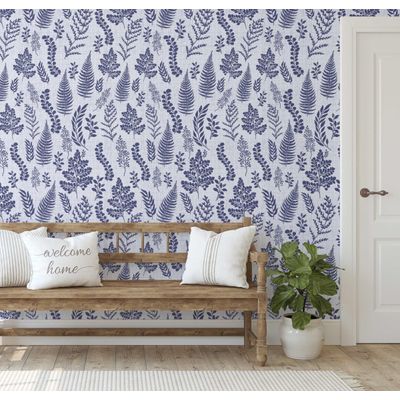Papel de Parede Vinil Autoadesivo Botânico Chic Contact Impermeável Roxo Removível para Quartos, Salas, Espaços Locados e Armários - S4Sassy 63,5 cm (L) × 304,8 cm (C) / Roxo - Vinil Liso
