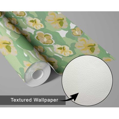 Decoração de Parede Verde Contemporânea Removível, Rolo Vinílico Autoadesivo Impermeável Contact Floral para Armários e Cômoda - S4sassy 63,5 cm (L) × 304,8 cm (C) / Verde - Vinil Texturizado