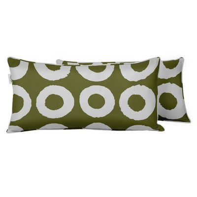 Capa para Almofada Lombar em Poliéster, Impermeável para Uso Interno/Externo, Retangular para Móveis de Pátio - Vargottam 30,48 Cm × 45,72 Cm / Verde