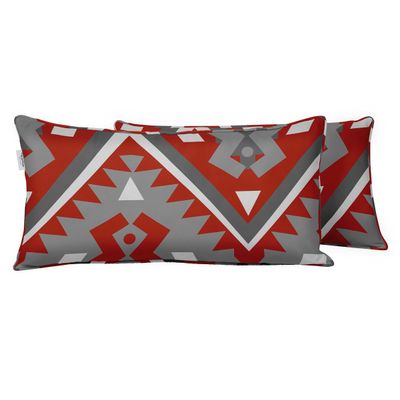 Capa Retangular Impermeável para Almofada Lombar em Tecido de Poliéster, Uso Interno e Externo para Móveis de Pátio - Vargottam 30,48 Cm × 45,72 Cm / Cinza