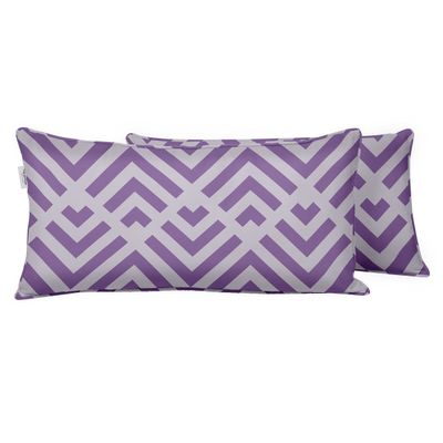 Capa de Almofada Lombar em Poliéster Interno/Externo, Impermeável para Todas as Estações, Retangular para Móveis de Pátio - Vargottam 30,48 Cm × 45,72 Cm / Roxo