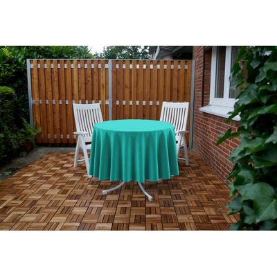 Toalha de Mesa Redonda 147 cm Int./Ext. com Furo para Guarda-Sol Impermeável para Pátio Primavera/Verão Verde Turquesa - Vargottam 147,32 Cm × 147,32 Cm / Verde