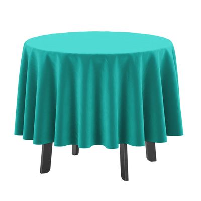 Toalha de Mesa Redonda 147 cm Int./Ext. com Furo para Guarda-Sol Impermeável para Pátio Primavera/Verão Verde Turquesa - Vargottam 147,32 Cm × 147,32 Cm / Verde