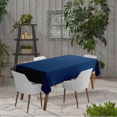 Toalha de Mesa Interna/Externa Impermeável para Pátio, Capas de Mesa Primavera/Verão para Mesa Circular/Churrasco/Piquenique - Vargottam 147,32 Cm (L) × 259 Cm (C) / Azul