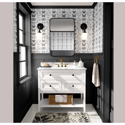Papel Contact Vinílico Autoadesivo Impermeável, Borboletas e Trepadeira Floral Chique, Cinza, Removível para Quartos e Armários - S4Sassy 63,5 cm (L) × 304,8 cm (C) / Cinza - Vinil Liso