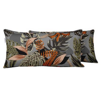 Capa para Almofada Lombar Retangular em Poliéster, Interno/Externo, Impermeável e Resistente a Intempéries para Móveis de Pátio - Vargottam 30,48 Cm × 45,72 Cm / Cinza