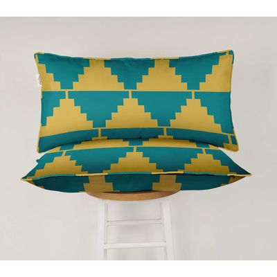 Capa para Almofada Lombar em Poliéster Interno/Externo, Retangular, Impermeável e Resistente às Intempéries para Móveis de Pátio - Vargottam 30,48 Cm × 50,8 Cm / Amarelo