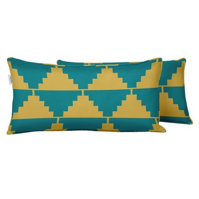Capa para Almofada Lombar em Poliéster Interno/Externo, Retangular, Impermeável e Resistente às Intempéries para Móveis de Pátio - Vargottam 30,48 Cm × 50,8 Cm / Amarelo