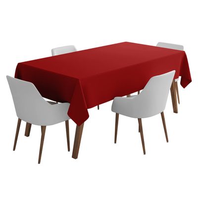 Toalha de Mesa Interno/Externo Impermeável para Pátio, Capa Primavera/Verão para Mesa Circular do Quintal/Churrascos/Piquenique - Vargottam 147,32 Cm (L) × 259 Cm (C) / Vermelho