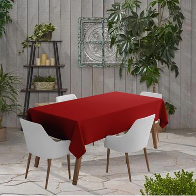 Toalha de Mesa Interno/Externo Impermeável para Pátio, Capa Primavera/Verão para Mesa Circular do Quintal/Churrascos/Piquenique - Vargottam 147,32 Cm (L) × 259 Cm (C) / Vermelho