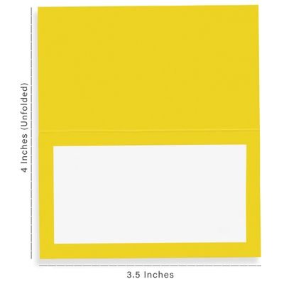 Pacote com 24 Cartões Tipo Tenda Sólidos para Mesa, Cartões de Lugar para Casamento, Ação de Graças, Natal, Buffet (Amarelo) - Inkdotpot 10,16 Cm × 8,89 Cm / Amarelo