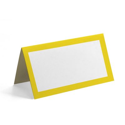 Pacote com 24 Cartões Tipo Tenda Sólidos para Mesa, Cartões de Lugar para Casamento, Ação de Graças, Natal, Buffet (Amarelo) - Inkdotpot 10,16 Cm × 8,89 Cm / Amarelo