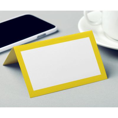 Pacote com 24 Cartões Tipo Tenda Sólidos para Mesa, Cartões de Lugar para Casamento, Ação de Graças, Natal, Buffet (Amarelo) - Inkdotpot 10,16 Cm × 8,89 Cm / Amarelo