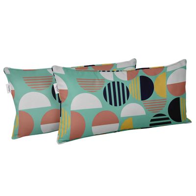 Capa para Almofada Lombar em Poliéster para Uso Interno/Externo, Retangular, À Prova D'Água para Móveis de Pátio - Vargottam 30,48 Cm × 45,72 Cm / Verde