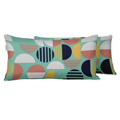 Capa para Almofada Lombar em Poliéster para Uso Interno/Externo, Retangular, À Prova D'Água para Móveis de Pátio - Vargottam 30,48 Cm × 45,72 Cm / Verde