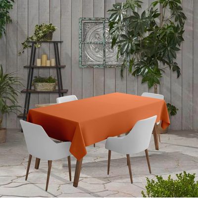 Toalha de Mesa Impermeável Interno/Externo, Capa de Mesa Primavera/Verão para Mesa Circular do Quintal/Churrasco/Piquenique - Vargottam 147,32 Cm × 259 Cm – Com Furo Para Guarda-Sol / Vermelho