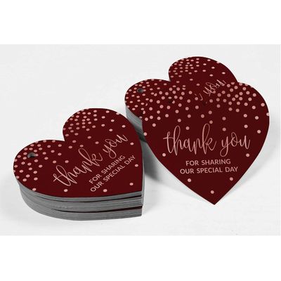 Tag Metalizada Obrigado por Compartilhar Nosso Dia Especial - Chá de Panela/Chá de Bebê/Aposentadoria/Casamento/Aniversário - Inkdotpot 100 Etiquetas Metalizadas / Vermelho - Ouro Rosé