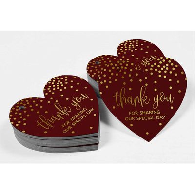 Tag Metalizada Obrigado por Compartilhar Nosso Dia Especial - Chá de Panela/Chá de Bebê/Aposentadoria/Casamento/Aniversário - Inkdotpot 100 Etiquetas Metalizadas / Vermelho - Ouro Rosé