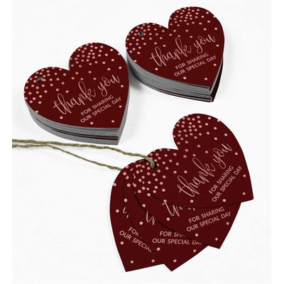 Tag Metalizada Obrigado por Compartilhar Nosso Dia Especial - Chá de Panela/Chá de Bebê/Aposentadoria/Casamento/Aniversário - Inkdotpot 100 Etiquetas Metalizadas / Vermelho - Ouro Rosé