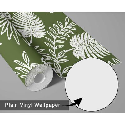 Papel de Parede Folhagem Tropical Verde, Vinil Autoadesivo, Adesivo Decorativo para Parede, Fácil DIY para Quarto, Sala, Armários - S4Sassy 63,5 cm (L) × 304,8 cm (C) / Verde - Vinil Liso