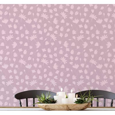 Papel de Parede Vinílico Autoadesivo Floral Chique Impermeável Rosa, Removível para Quartos, Salas, Espaços de Locação e Armários - S4Sassy 63,5 cm (L) × 304,8 cm (C) / Rosa - Vinil Liso