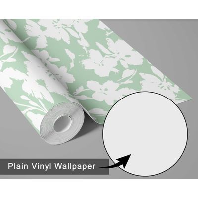 Papel de Parede Vinílico Autoadesivo Estampa Floral Chique, À Prova D'Água, Removível, Verde, Para Quartos, Locação e Armários - S4Sassy 63,5 cm (L) × 304,8 cm (C) / Verde - Vinil Liso