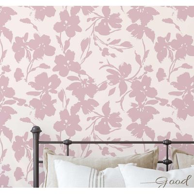 Papel de Parede Vinílico Autoadesivo Estampa Floral Chic Rosa Impermeável Removível para Quartos, Espaços de Inquilinos, Armários - S4Sassy 63,5 cm (L) × 152,4 cm (C) / Rosa - Vinil Texturizado