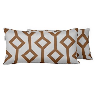 Capa de Almofada Lombar em Poliéster, Uso Interno/Externo, Retangular e Impermeável para Móveis de Pátio - Vargottam 30,48 Cm × 45,72 Cm / Marrom